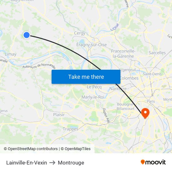 Lainville-En-Vexin to Montrouge map