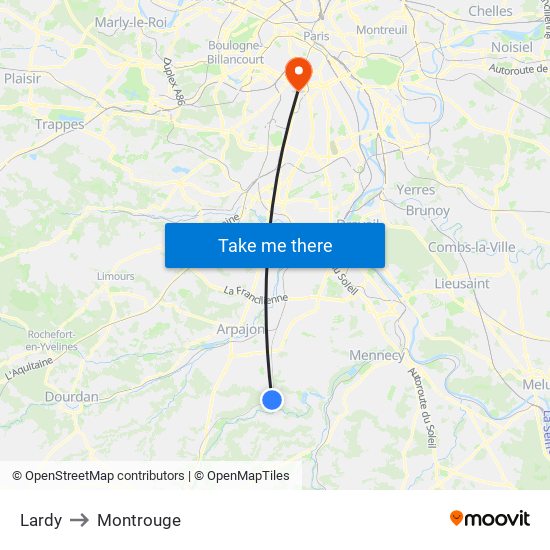 Lardy to Montrouge map