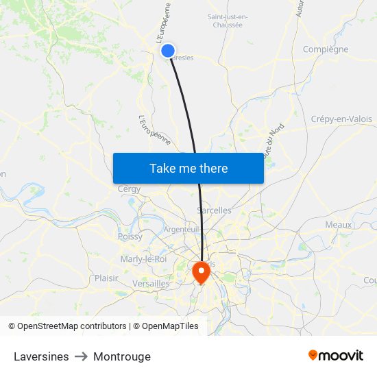 Laversines to Montrouge map