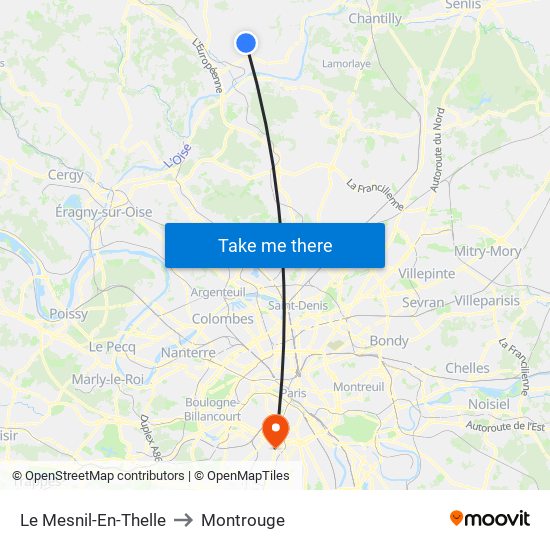 Le Mesnil-En-Thelle to Montrouge map