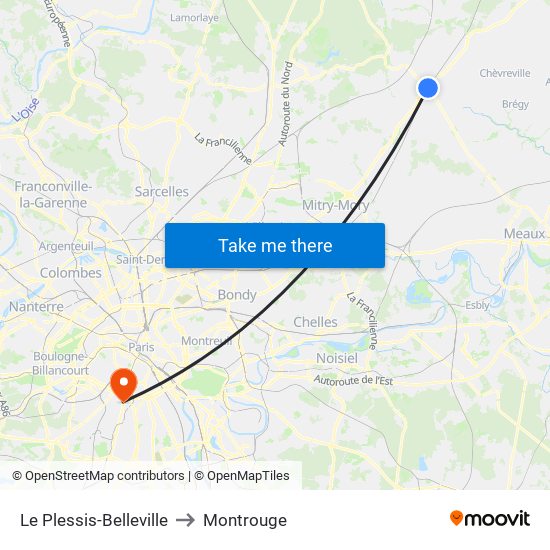 Le Plessis-Belleville to Montrouge map