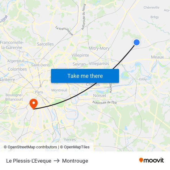 Le Plessis-L'Eveque to Montrouge map