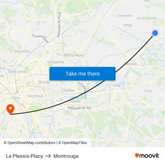 Le Plessis-Placy to Montrouge map