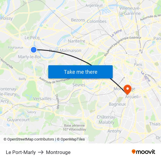 Le Port-Marly to Montrouge map