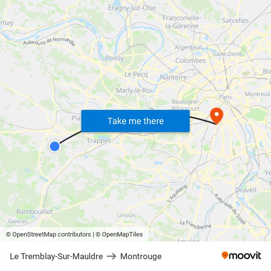 Le Tremblay-Sur-Mauldre to Montrouge map