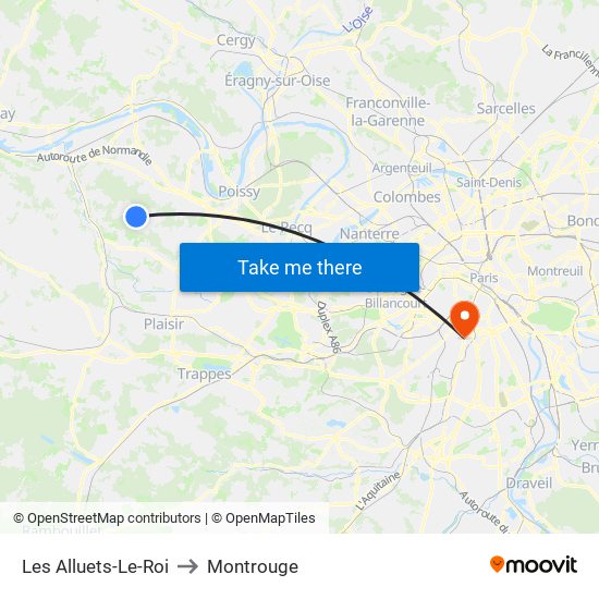 Les Alluets-Le-Roi to Montrouge map