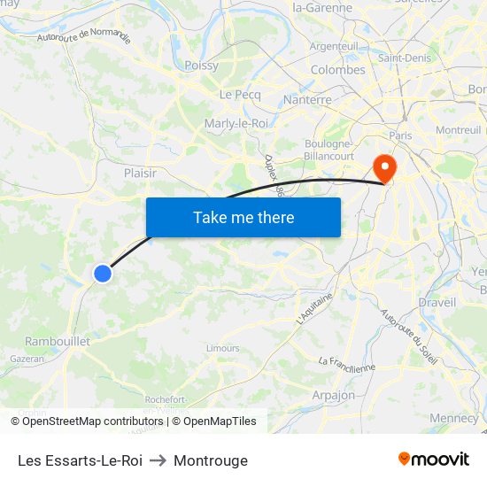 Les Essarts-Le-Roi to Montrouge map
