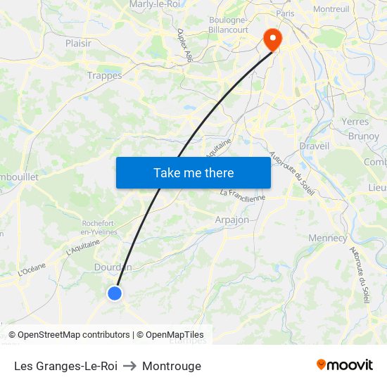 Les Granges-Le-Roi to Montrouge map