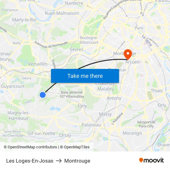 Les Loges-En-Josas to Montrouge map