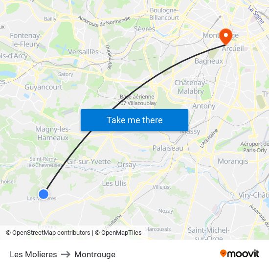 Les Molieres to Montrouge map