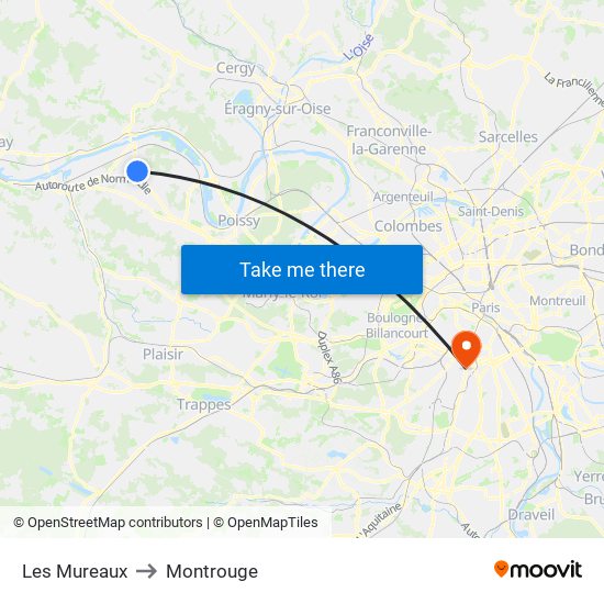 Les Mureaux to Montrouge map