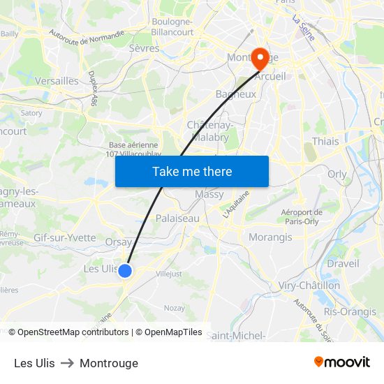 Les Ulis to Montrouge map