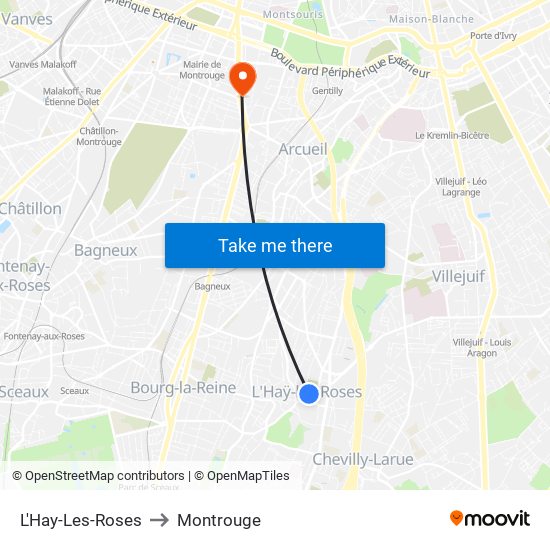 L'Hay-Les-Roses to Montrouge map