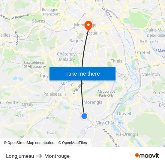 Longjumeau to Montrouge map