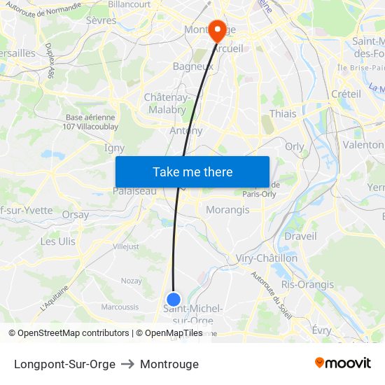 Longpont-Sur-Orge to Montrouge map