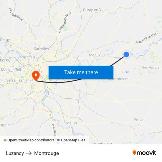 Luzancy to Montrouge map