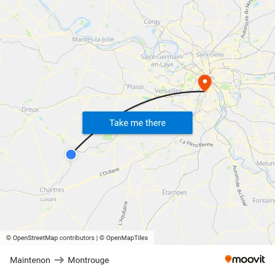 Maintenon to Montrouge map