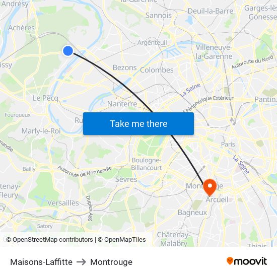 Maisons-Laffitte to Montrouge map