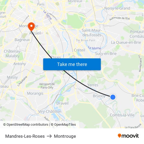 Mandres-Les-Roses to Montrouge map