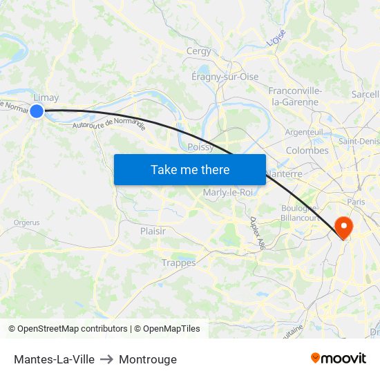 Mantes-La-Ville to Montrouge map