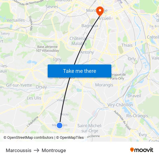 Marcoussis to Montrouge map