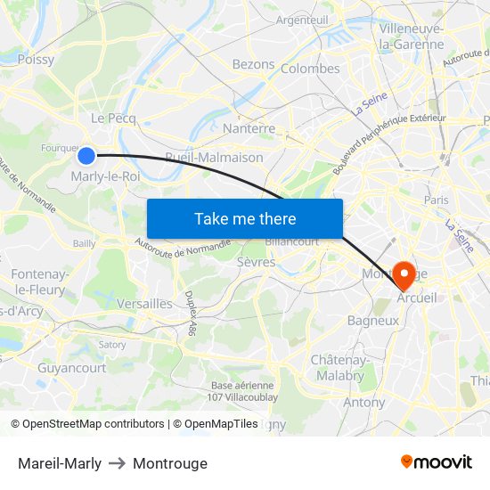 Mareil-Marly to Montrouge map