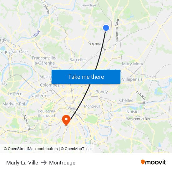 Marly-La-Ville to Montrouge map