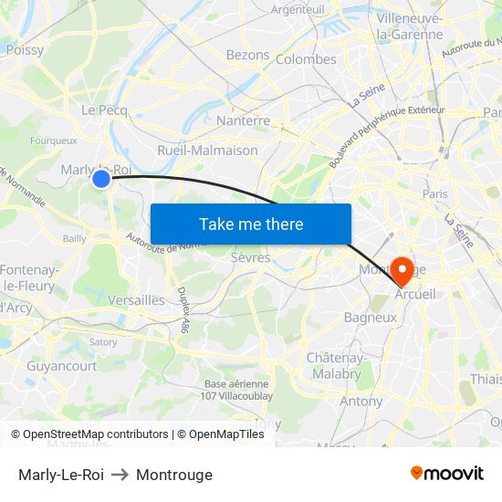 Marly-Le-Roi to Montrouge map