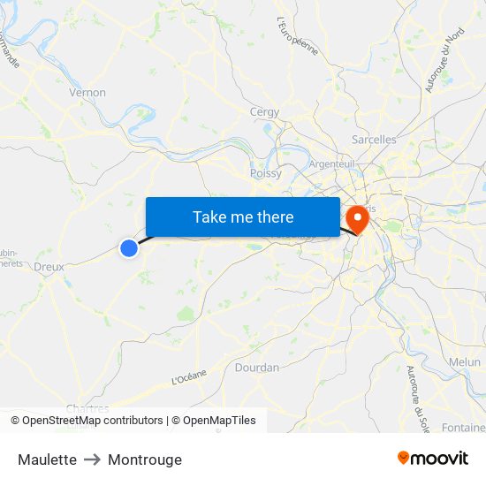 Maulette to Montrouge map