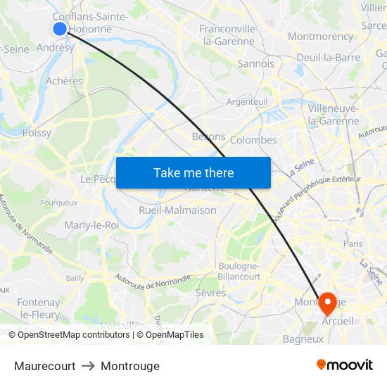 Maurecourt to Montrouge map