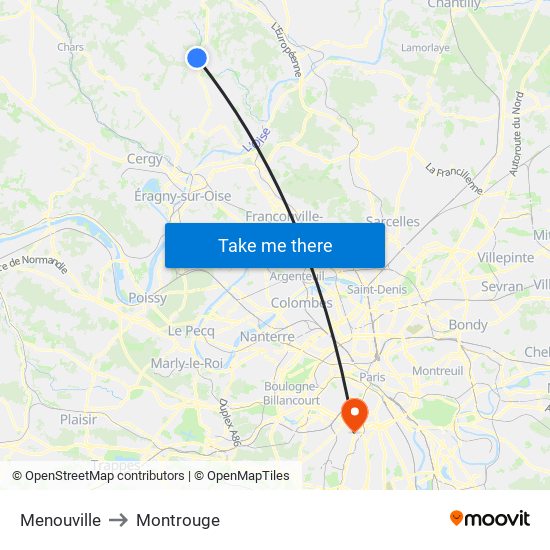 Menouville to Montrouge map