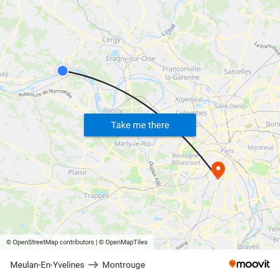 Meulan-En-Yvelines to Montrouge map
