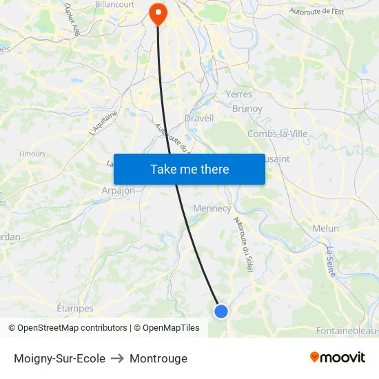 Moigny-Sur-Ecole to Montrouge map