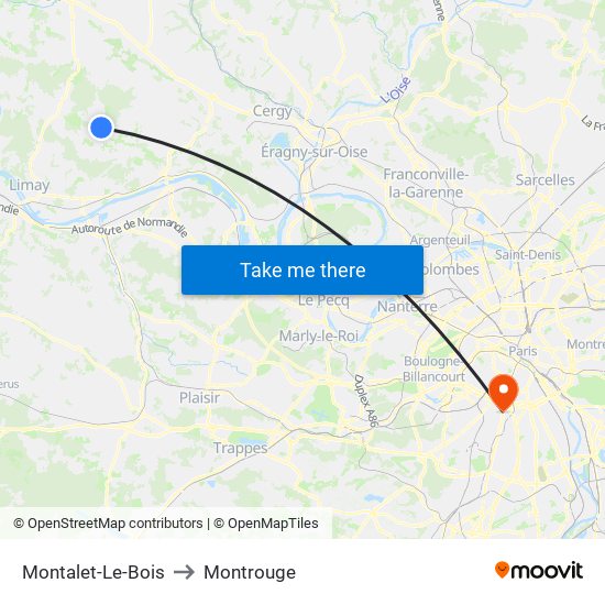 Montalet-Le-Bois to Montrouge map