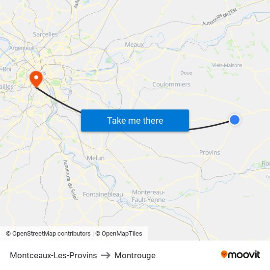 Montceaux-Les-Provins to Montrouge map