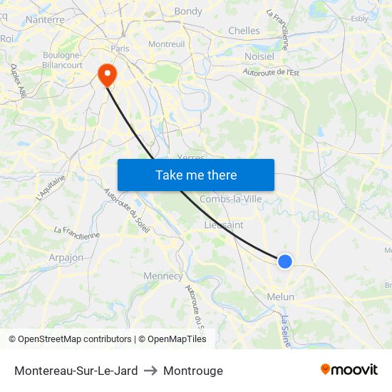 Montereau-Sur-Le-Jard to Montrouge map
