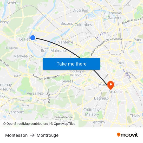Montesson to Montrouge map