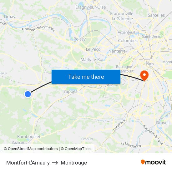 Montfort-L'Amaury to Montrouge map