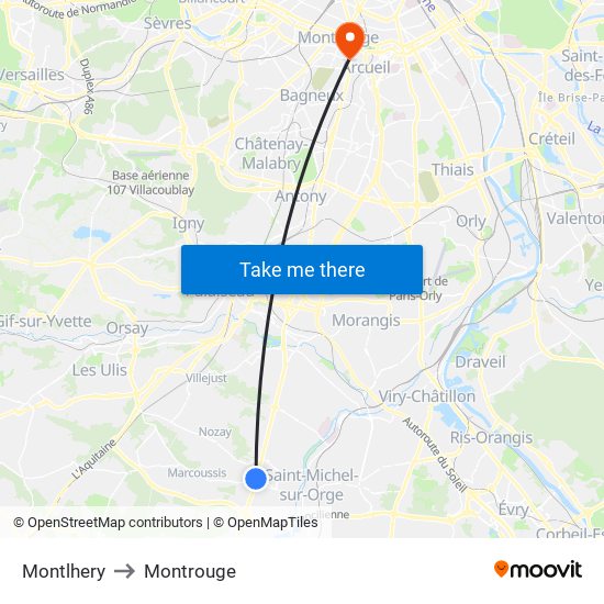 Montlhery to Montrouge map