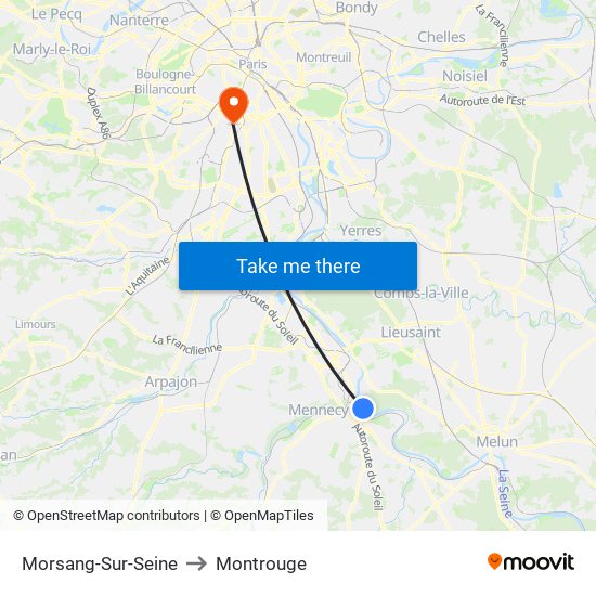 Morsang-Sur-Seine to Montrouge map
