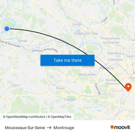 Mousseaux-Sur-Seine to Montrouge map