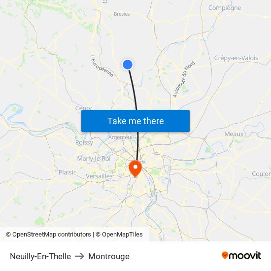 Neuilly-En-Thelle to Montrouge map