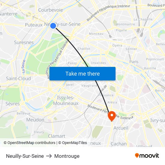 Neuilly-Sur-Seine to Montrouge map