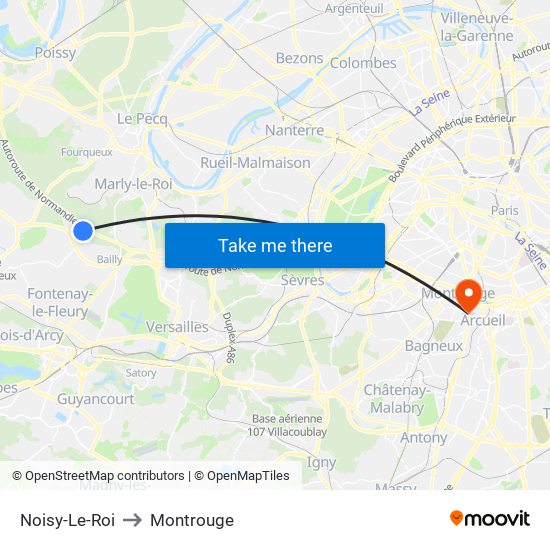 Noisy-Le-Roi to Montrouge map