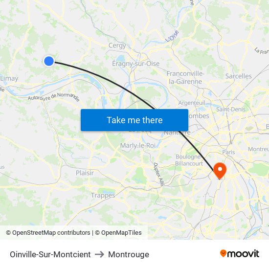 Oinville-Sur-Montcient to Montrouge map