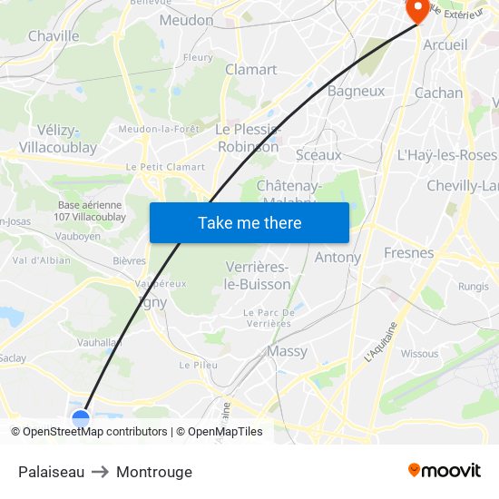 Palaiseau to Montrouge map