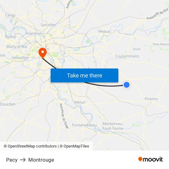 Pecy to Montrouge map