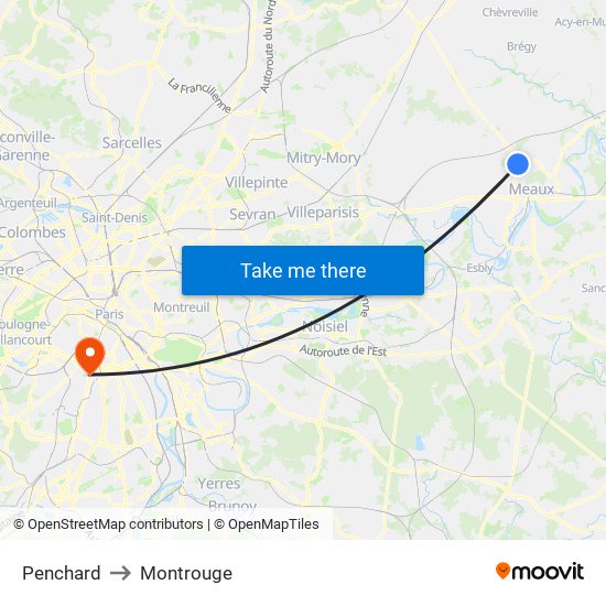 Penchard to Montrouge map