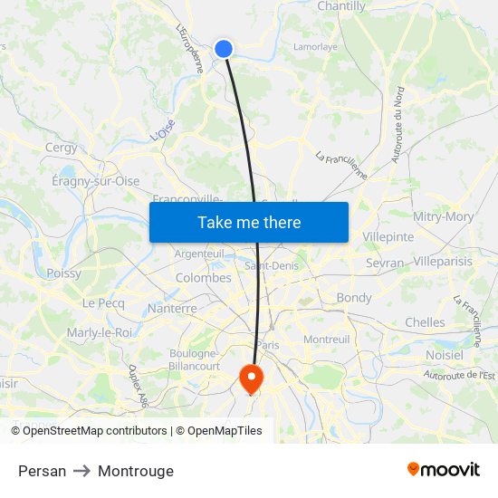 Persan to Montrouge map