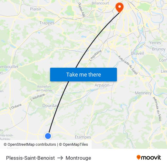 Plessis-Saint-Benoist to Montrouge map